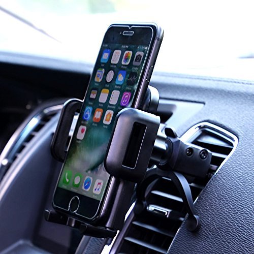 Car Phone Holder,U-good Air Vent Car Mount with Kickstand[One Touch Grip/Release] for iPhone 7 Plus,6s,Samsung Galaxy S7 S6 and All Other Cell Phones Smartphones - Black