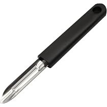 Sbucciatore Universale (2 Pezzi), 2 Pelapatate a Forma di P in Acciaio Inossidabile, Pela Verdure con Manico Antiscivolo, Lama in Acciaio Inossidabile, per Verdure Frutta Carote, Nero