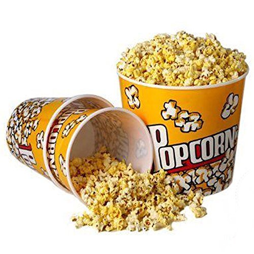 Novelty Place] Recipiente Plástico para Palomitas Noches de Cine Estilo Retro - 18,415 cm de Alto x 18,415 cm de Diámetro Superior (Paquete de 6)
