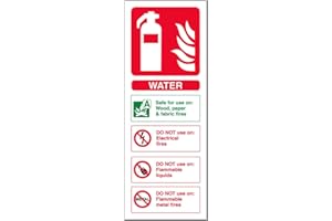 VSAFETY V Safety Water Id Fire Extinguisher Sign - Portrait - 75 mm x 200 mm - 2 mm Rigid Plastic Safety Sign