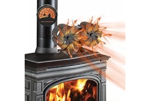 ZEID Log Burner Fan 12 Blades Upgraded Fireplace Fan Suitable for Home Wood Burning/Fireplace Comes with Magnetic Thermometer