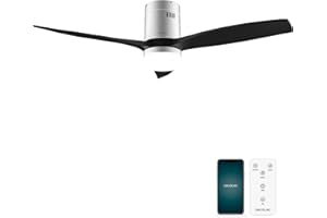 Cecotec - Ventilateur de Plafond avec Lumière EnergySilence Aero 5600 Aqua IronBlack Connected - 40 W, 6 Vitesses, Diamètre 132 cm, LED de 20 W, 3 Pales, Minuterie, Mode Été/Hiver
