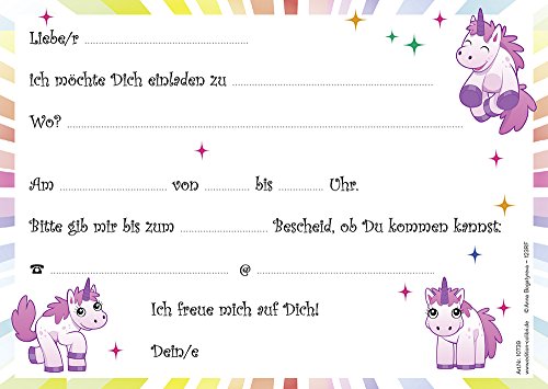 Edition Colibri Einladungskarten für den Kindergeburtstag „Einhorn mit Regenbogen“, 10 Stück im Set - 2