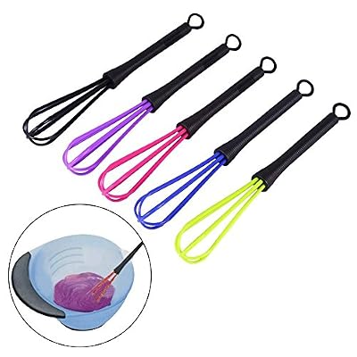 Brino 5pcs Fouet à Mélanger de Coloration de Salon Coiffure Plastique Mélangeur Agitateur pour Cuisine ou Colorant Cheveux
