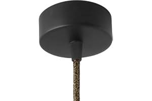 AMARCORDS - Rosone Lampadario in metallo, coprifili per lampada completo di accessori fermacavo viti e staffa da soffitto. Diametro 77mm altezza 26mm colore NERO