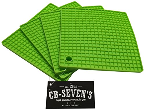 cb-seven’s 4-in-1 Profi Silikon Topfuntersetzer / Topflappen, Set (4 Stück), hohe Qualität, 4 Farben wählbar, multifunktional, langlebig, spülmaschinenfest, 8 mm stark - 8