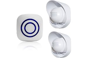 SiegenPro Alarma de seguridad Timbre de Alarma inalámbrico con Sensor de Movimiento PIR Infrarrojo Detector ​de Timbre del Sensor Alarma para Entrada del Puerta Casa Tienda y Oficina (Blanco, 2S + 1R)