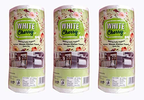 White Cherry Non Woven Kitchen Roll -80 Pulls per Roll (Pack of 3) RS.230 (42.00% Off) - Amazon