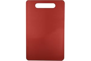 Fotouzy Plastic Utility Cutting Board with Handles, Food Safe PP Material, BPA Free, Dishwasher Safe, Thick Chopping Board, Large Size, Easy Grip Handle, for Kitchen (Red)