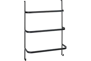 WENKO Handtuchhalter Mod. Irpinia, für das Bad ohne Bohren, zum Einhängen, mit 3 Handtuchstangen, Stahl, 54,5 x 77,5 x 21,5 cm, schwarz matt