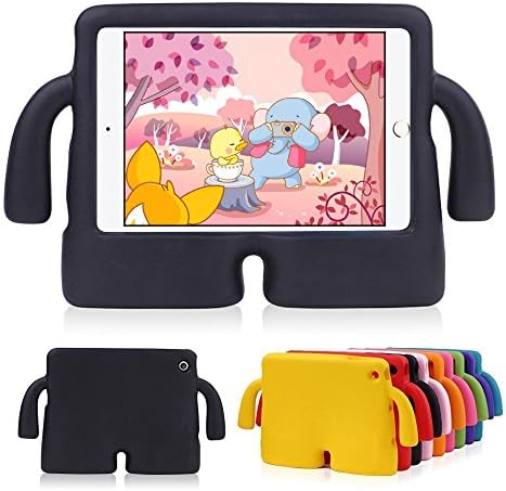 iPad Mini 1/2/3/4 Case and Cover MUZE Cute Cartoon Kids Cases Light Weight Protection Shock Proof Drop-proof Durable EVA Foam Children Case Cover for Apple iPad Mini 1 2 3 4 Generation Protective Stand Case 7.9 Inch (Black)