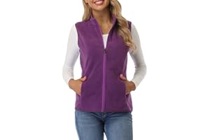 fuinloth Gilet in pile da donna,Termico Senza Maniche Elegante Collare Eretto con Zip e Tasca
