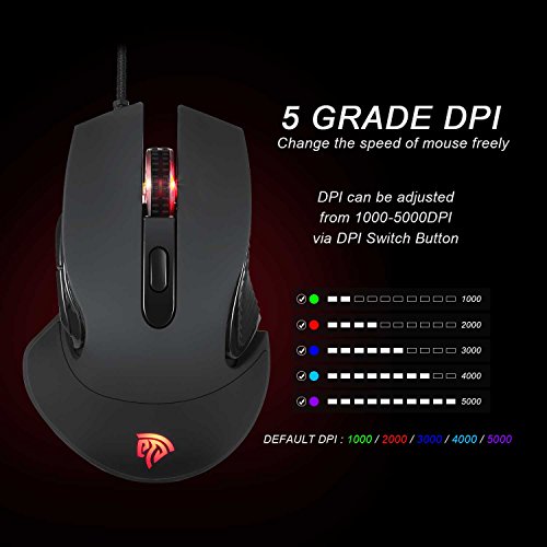 EasySMX Gaming RGB Mouse  GM-787 Rat  n para Gaming con   ptico 5000DPI  Iluminaci  n RGB  y 5 Botones Programables para Juegos Oficina  Negro 