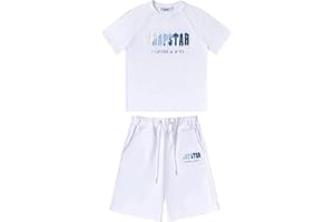 BYIYGSL Tuta Sportiva Da Uomo T-shirt Trapstar in 2 Pezzi Tuta Da Jogging Trapstar Cotone T-shirt e Pantaloncini Casual Sweatsuit Set,Unisex