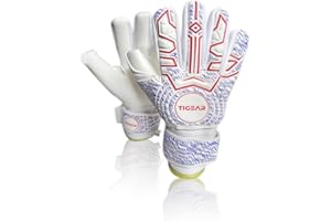 TIGEAR Spark Series Goalkeeper Gloves with Durable German Latex, Shock Absorption Padding & Removable Finger Sticks for Adult & Kids Safety