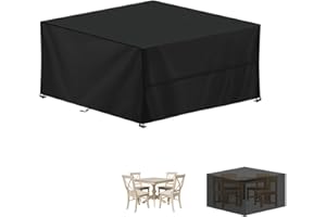 LAMUNI Cube Garden Furniture Cover, 160x160x74cm Rattan Cube Table Cover, 420D Oxford Patio Set Covers Waterproof Outdoor Garden Square Table Cover Windproof Patio Table and Chairs Covers