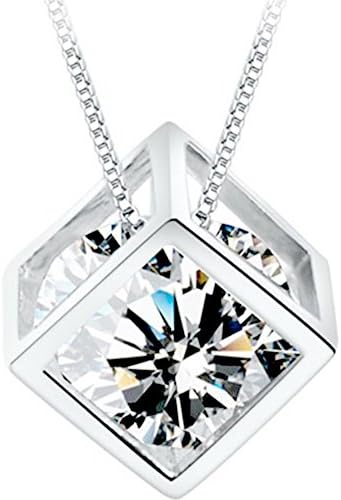 YOUBETTER White Korean Silver Pendants Female Love Cube Square Window Love jewelry Necklace for Women Necklace not Include