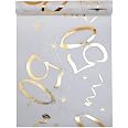 Runner Da Tavola Per 50 Anni - Bianco E Oro, 30 Cm X 5 M, Tessuto In Poliestere Per Decorazioni Festa Di Compleanno