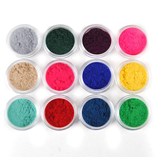 Fashion Gallery 12 Dark Colour Velvet Flocking Powder Velvet Manicure Nail Art Polish Tips