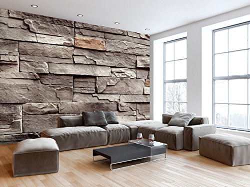 FOTOTAPETE 400×280 cm – VLIES TAPETE PREMIUM – PROFI QUALITÄT – 3 Farben zur Auswahl – Top moderne Wanddeko – Wandbilder XXL – Riesen Wandbild – Top Design Tapete – Neue exklusive Edition mit noch besser Druckauflösung – Deutsches Premium Vlies – Steine Stein Steinoptik Mauer f-B-0063-a-d - 2