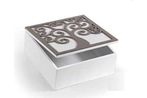 GICOS IMPORT EXPORT SRL Scatola Cofanetto in Legno Albero della Vita 17 * 17 * 8 cm Porta bustine Porta Oggetti Shabby Chic YAT-800139