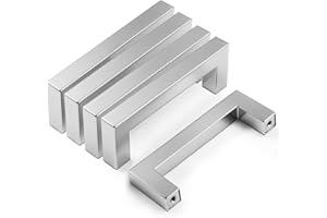 DRENKY 5 unità Maniglie per armadietti in acciaio inossidabile Manopole per porte Sivler Maniglia per mobili con vite per cassetti Mobili per mobili da cucina Decorazioni per la casa, distanza fori 64 mm