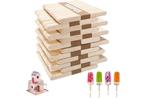 STARANRY 600 Stück Eisstiele Holz, Eisstäbchen Holzstäbchen zum Basteln, Eiscremestäbchen, Eisstiele zum Basteln, Bastelstäbchen Holz, Rührstäbchen, Holzspachtel DIY Handwerk, 113 mm x 10 mm x 2mm