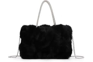 Jywmsc Borsa da Sera da Donna in Pelliccia Sintetica Borsa con Pochette Pelosa e Soffice, Eleganti Borse a Pieghe per Feste di Ballo di Fine Anno