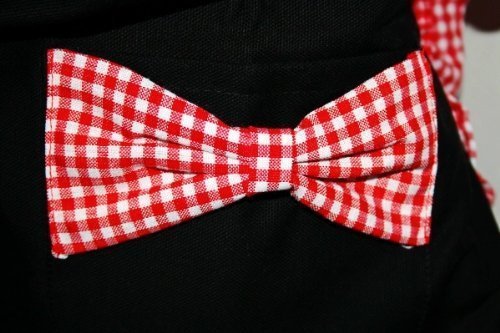 Monkeybrother Schwarz+Rot Küche Baumwoll Raster Flirty Kochen Schürze mit Bowknots Taschen - 2