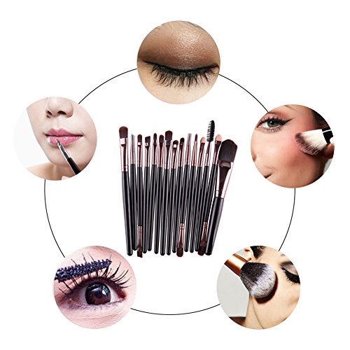 Oshide 15 Stück Professionelle Makeup Bürsten Kosmetik Set Foundation Powder Lidschatten Augenbraue Eyeliner Lippen Make-up Pinsel Auge Gesicht Pinsel Set - 5