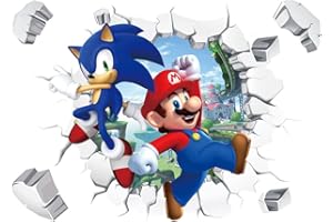 NVWANG Adesivo Murale Mario Decorazioni da Parete Super Mario Adesivi Murali Mario Bros Decorazioni Murali Mario Adesivi da Parete Adatto per Camera da Letto, Soggiorno, Murale, Arte
