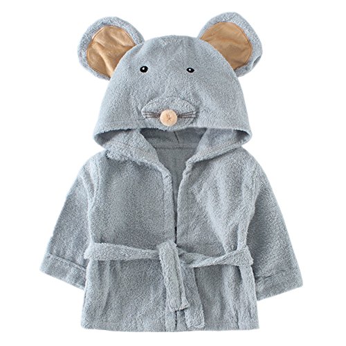 LittleSpring Baby Girls' Bathrobe Animal Cartoon Size 0-3T Grey