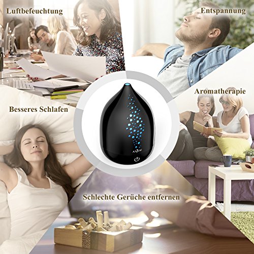 Aroma Diffuser Anjou 200mL Aromatherapie Luftbefeuchter mit 7 wechselnden Farben, schwarz (bis zu 8 Std Betriebszeit, BPA-lose Konstruktion, PP-Material) - 3