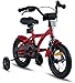 Produktbild Prometheus Kinderfahrrad 12 Zoll Jungen Mädchen Rot Schwarz ab 3 Jahre mit Stützräder und Rücktritt - 12zoll BMX Modell 2019