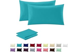 Rohi Luxury Teal Pillowcases 2 Pack | Ultra-Soft Polycotton Pillow Covers with Envelope Closure | Breathable, Anti-Allergy, Fade & Wrinkle Resistant Pillow Case Standard UK Size 50x75cm (Teal)