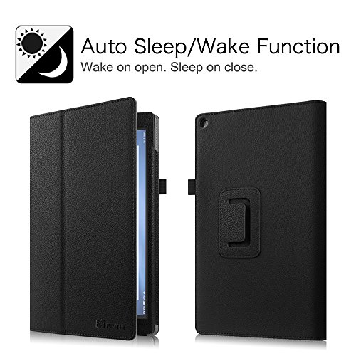 Fintie Fire Hülle Amazon Fire HD 10 Zoll (5. Generation – 2015 Modell) Tablet – Folio Kunstleder Schutzhülle mit Ständerfunktion und Auto Sleep / Wake Funktion, Schwarz - 2