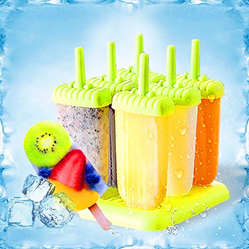 Delmkin 6 St. Eis am Stiel Formen Eisformen 6 Stück Eiscreme Formen für Kinder (Grün) - 4