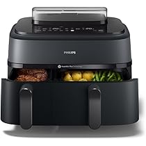Airfryer Zubehör für Philips Dual Basket Airfryer 3000 Serie,Heißluftfritteuse Zubehör für Philips 5000 Series,Einschließlich Silikonformen, Ölspray, Grillrost, Backpapier, Küchenzange, usw