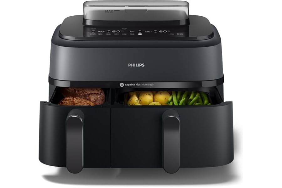 Philips Airfryer Series 5000 Double Basket with Steam-Air Frying, Steam or Combined 19 Cooking Methods; Capacity 9L (3L + 6L), RapidAir Plus Technology, Auto SteamClean (NA550/00)4.7 out of 5 stars4,33960 offers from€174.47