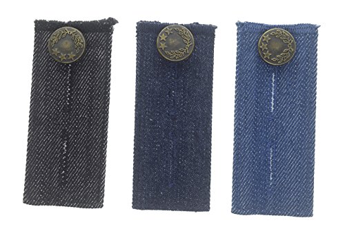 denim Jean estensione in cintura con bottoni in metallo per uomini e donne, set da 3