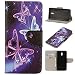 Produktbild Nokia 3 Hülle WYSTORE Bunte Muster PU Leder Bookstyle HandyHülle Tasche Flip Wallet Case Anti-Scratch Shell Cash Pouch ID Card Slot Folio Hüllen Schale SchutzHüllen für Nokia 3 - A08 lila Schmetterling