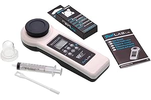 POOLLAB 1.0 PoolLAB® 1.0 - Testeur Eau de Piscine et Spa 13 en 1 | Mesure : pH, chlore, brome, oxygène actif | Kit professionnel électronique | Bluetooth, application