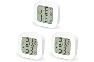DINJUNXI Thermometre Hygrometre Interieur Lot de 3 Petit Thermometre Maison Numérique Mini LCD Termometro Ambientale d'intérieur, Hygromètre pour Chambre à Coucher Cave à Vin, Aimanté, 6 Piles
