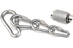 SYDARSYN Mosquetones Acero Inoxidable 5 x 50 mm Mosquetón con Cierre de Rosca para Llavero, Exteriores, Camping, Senderismo