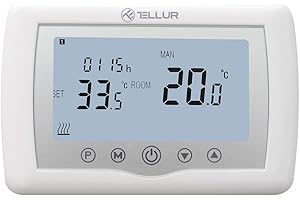 TELLUR Smart Thermostat Connectée Alexa, WiFi, Programmable, Télécommande par App et Internet, Sécurité Enfant, Fonctionne avec Siri et Google, Protection Antigel, 4 Programmes Quotidiens