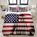 NR Parure de lit,Drapeau américain Joueur de Football imprimé,1 Housse de Couette 140x200 + 2 Taies d'Oreillers