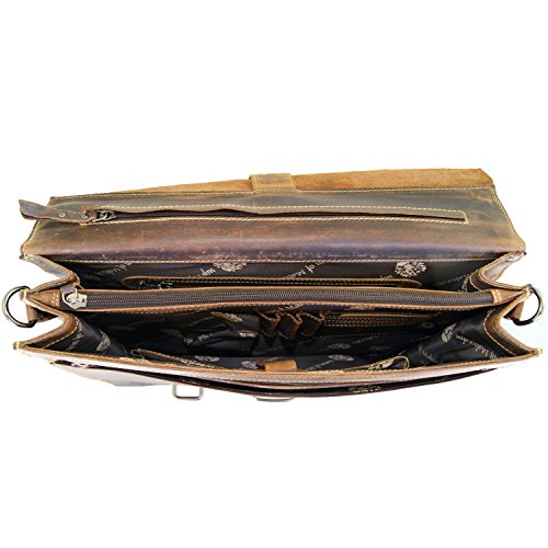 Aktentaschen – Laptoptasche SHATTERHAND aus braunem Western-Leder + Lederpflege FREIHERR von MALTZAHN - 5