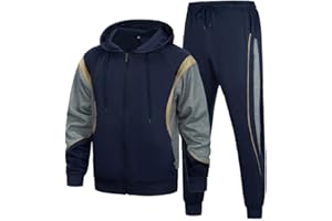 AOTORR Mens Tracksuit Set Full Zip Hooded Jacket Jogging Tops Bottoms Sweatshirt Suit with Pockets