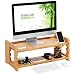 Produktbild SONGMICS Verstellbarer Monitorständer aus Bambus, Schreibtisch Organizer, Computer/Laptop Erhöhung mit Regal für Zubehör, 64 x 29 x 25 cm, natürliche Maserung LLD303N