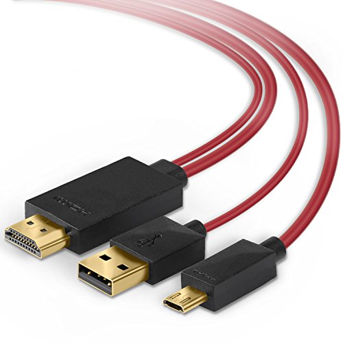 CSL – 4m MHL Adapterkabel für Samsung Galaxy S3 / S4 / S5 , Galaxy Note | MicroUSB zu HDMI | 11 polig | Mobile High Definition / Full HD | Bild + Tonübertragung - 2